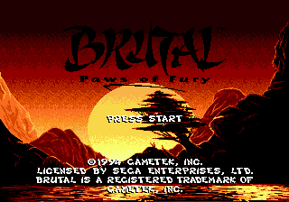 Brutal - Paws of Fury (Europe) Title Screen